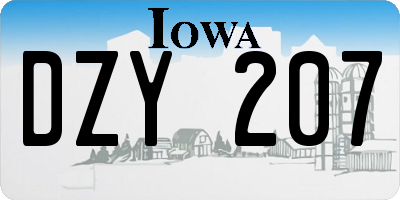 IA license plate DZY207