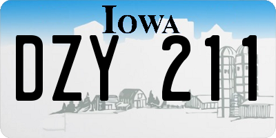 IA license plate DZY211