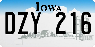 IA license plate DZY216