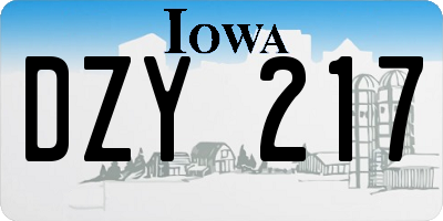 IA license plate DZY217