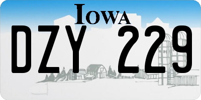 IA license plate DZY229