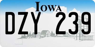 IA license plate DZY239