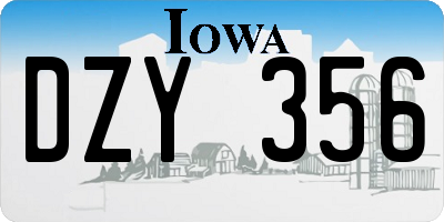 IA license plate DZY356