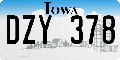 IA license plate DZY378