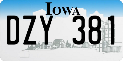 IA license plate DZY381