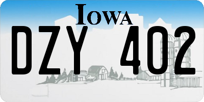 IA license plate DZY402