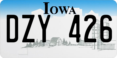 IA license plate DZY426