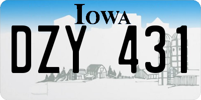 IA license plate DZY431