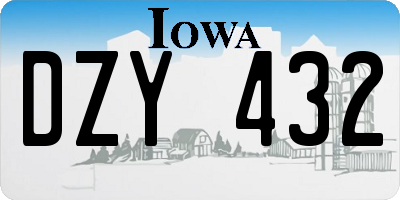 IA license plate DZY432