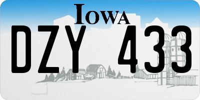 IA license plate DZY433