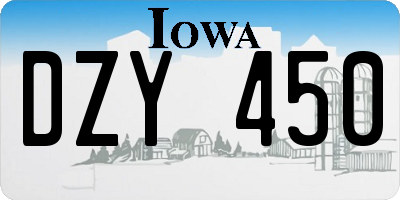 IA license plate DZY450