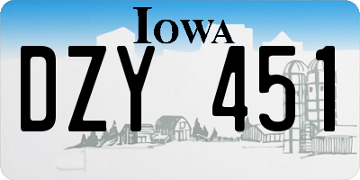 IA license plate DZY451