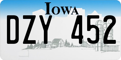 IA license plate DZY452