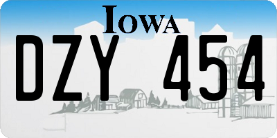 IA license plate DZY454