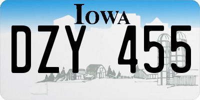 IA license plate DZY455