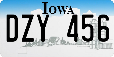 IA license plate DZY456