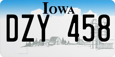 IA license plate DZY458