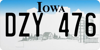 IA license plate DZY476