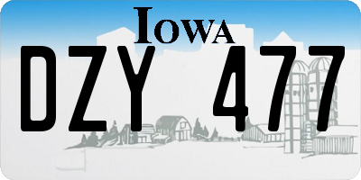 IA license plate DZY477