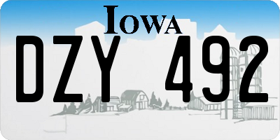 IA license plate DZY492