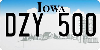 IA license plate DZY500