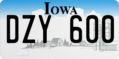 IA license plate DZY600