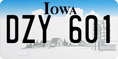 IA license plate DZY601