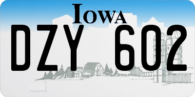 IA license plate DZY602