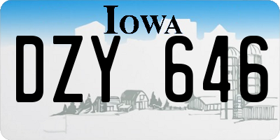 IA license plate DZY646