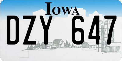 IA license plate DZY647