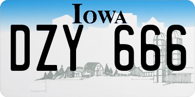 IA license plate DZY666