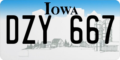 IA license plate DZY667