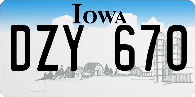 IA license plate DZY670