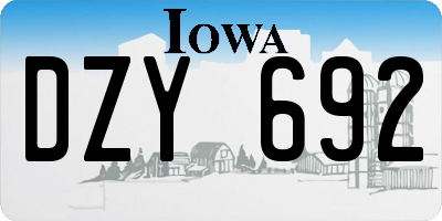 IA license plate DZY692