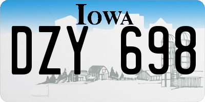 IA license plate DZY698