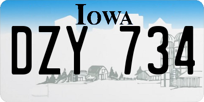 IA license plate DZY734