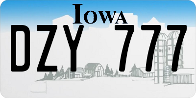 IA license plate DZY777