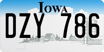 IA license plate DZY786