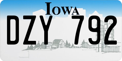 IA license plate DZY792