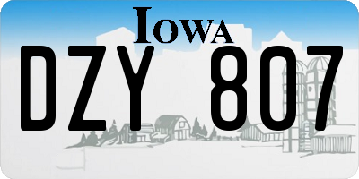 IA license plate DZY807