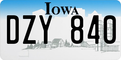 IA license plate DZY840