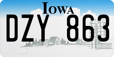 IA license plate DZY863