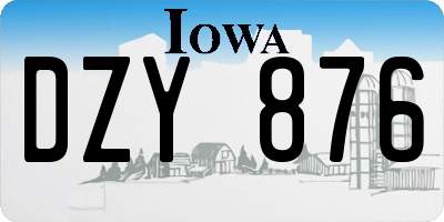 IA license plate DZY876