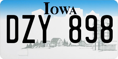 IA license plate DZY898