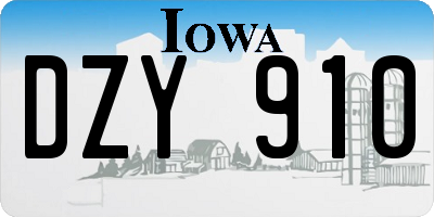 IA license plate DZY910