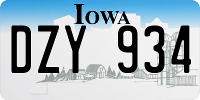 IA license plate DZY934