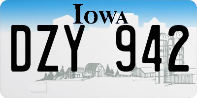 IA license plate DZY942