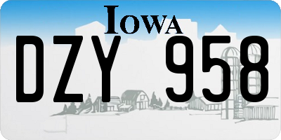 IA license plate DZY958