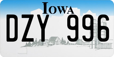 IA license plate DZY996