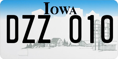 IA license plate DZZ010